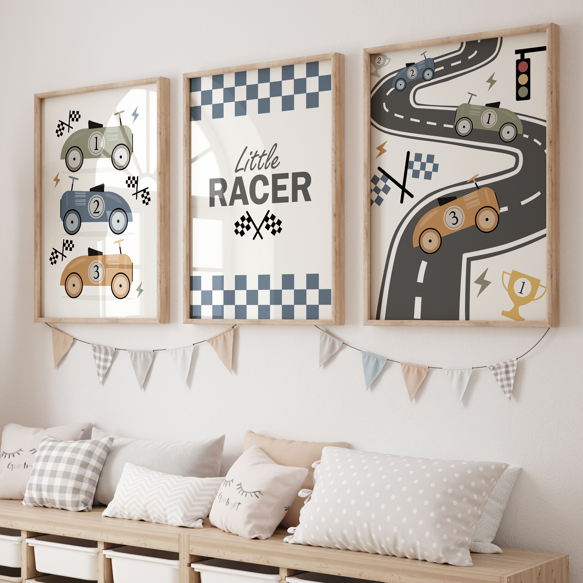 Photography Image - 3pcs Minimalist,Cartoon Car Racing Track Theme