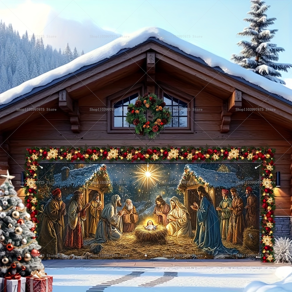 Photography Architecture - Christmas Nativity Scene Garage Door Banners