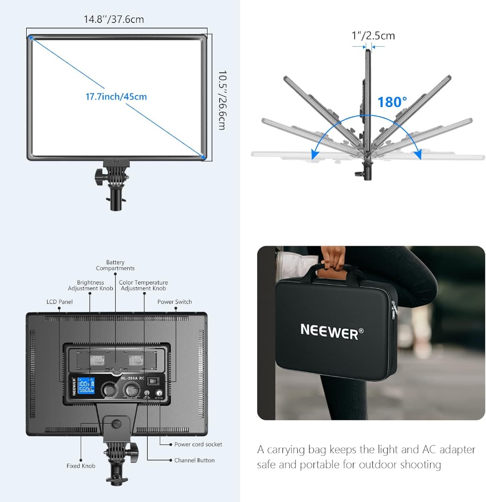 45W 4800Lux Dimmable Bi-Color  - Photography Youtube avis et prix