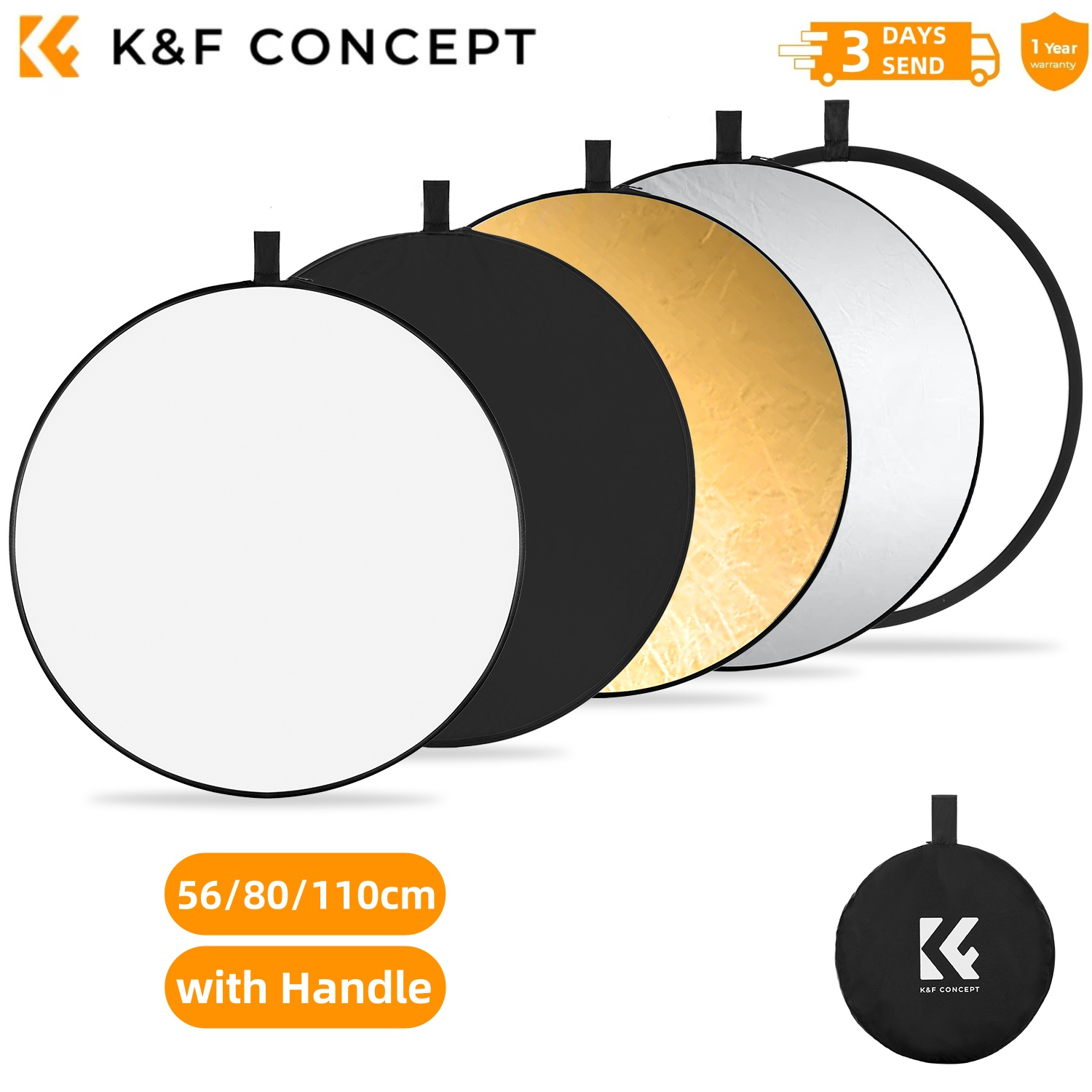 K&F CONCEPT 56/80/110cm 5-in-1 - Reflector 5 In 1 avis et prix