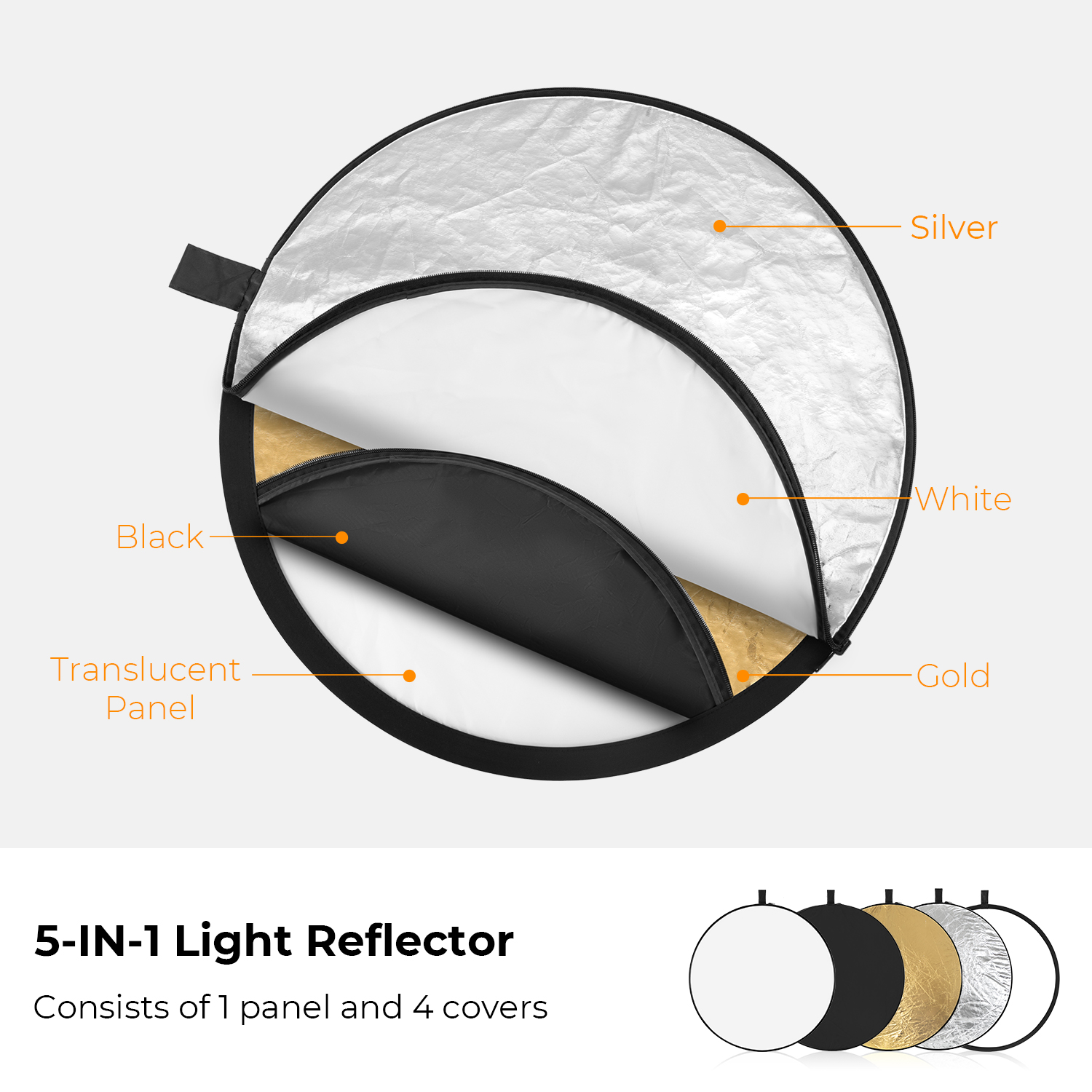 K&F CONCEPT 56/80/110cm 5-in-1 - Reflector 5 In 1 avis et prix
