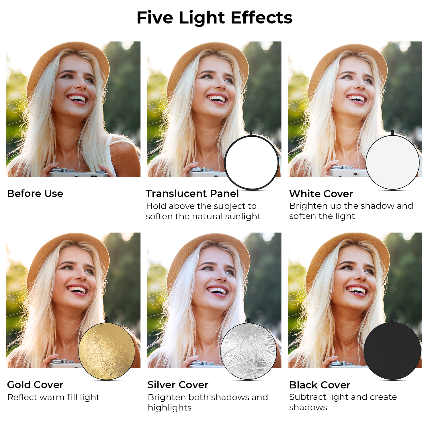 K&F CONCEPT 56/80/110cm 5-in-1 - Reflector 5 In 1 avis et prix