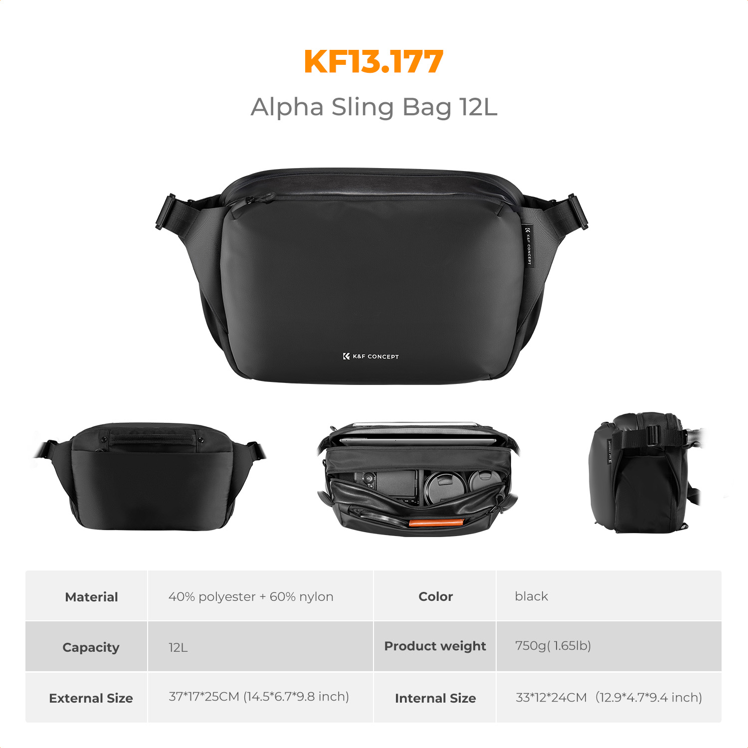 K&F CONCEPT 12L/10L Camera Sli - Camera Bag Waterproof avis et prix