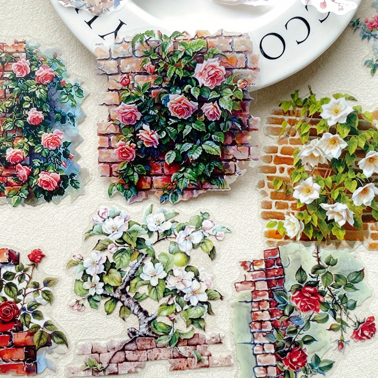 10pcs Plant Flowers Sticker PE - Photography Journal avis et prix