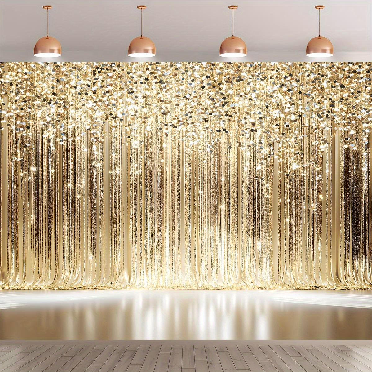 1 curtain with sparkling gold  - Photography Youtube avis et prix