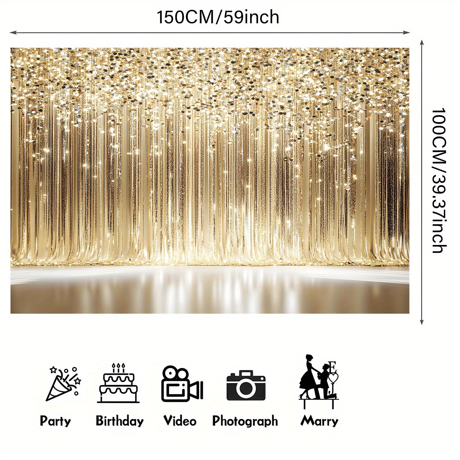1 curtain with sparkling gold  - Photography Youtube avis et prix