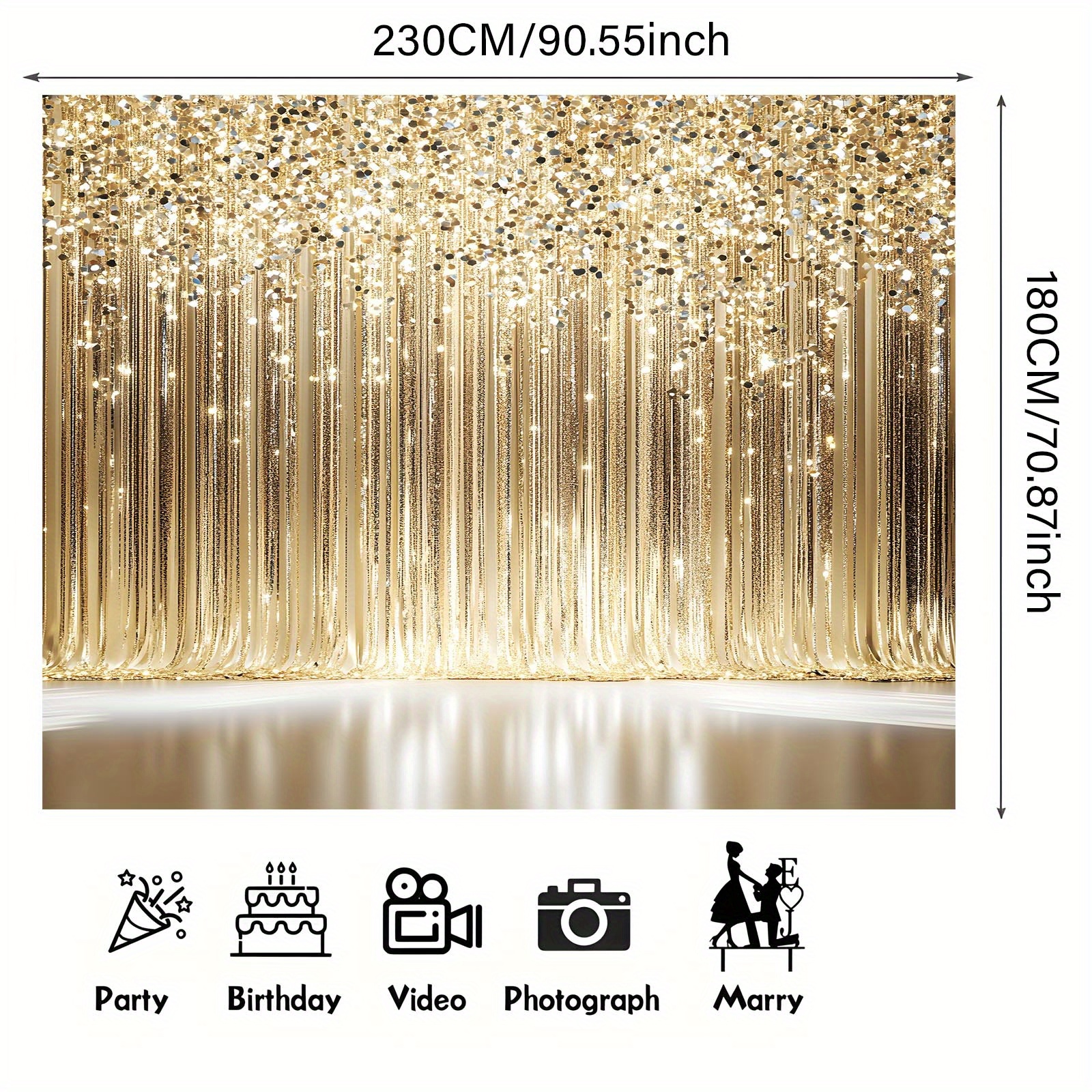 1 curtain with sparkling gold  - Photography Youtube avis et prix