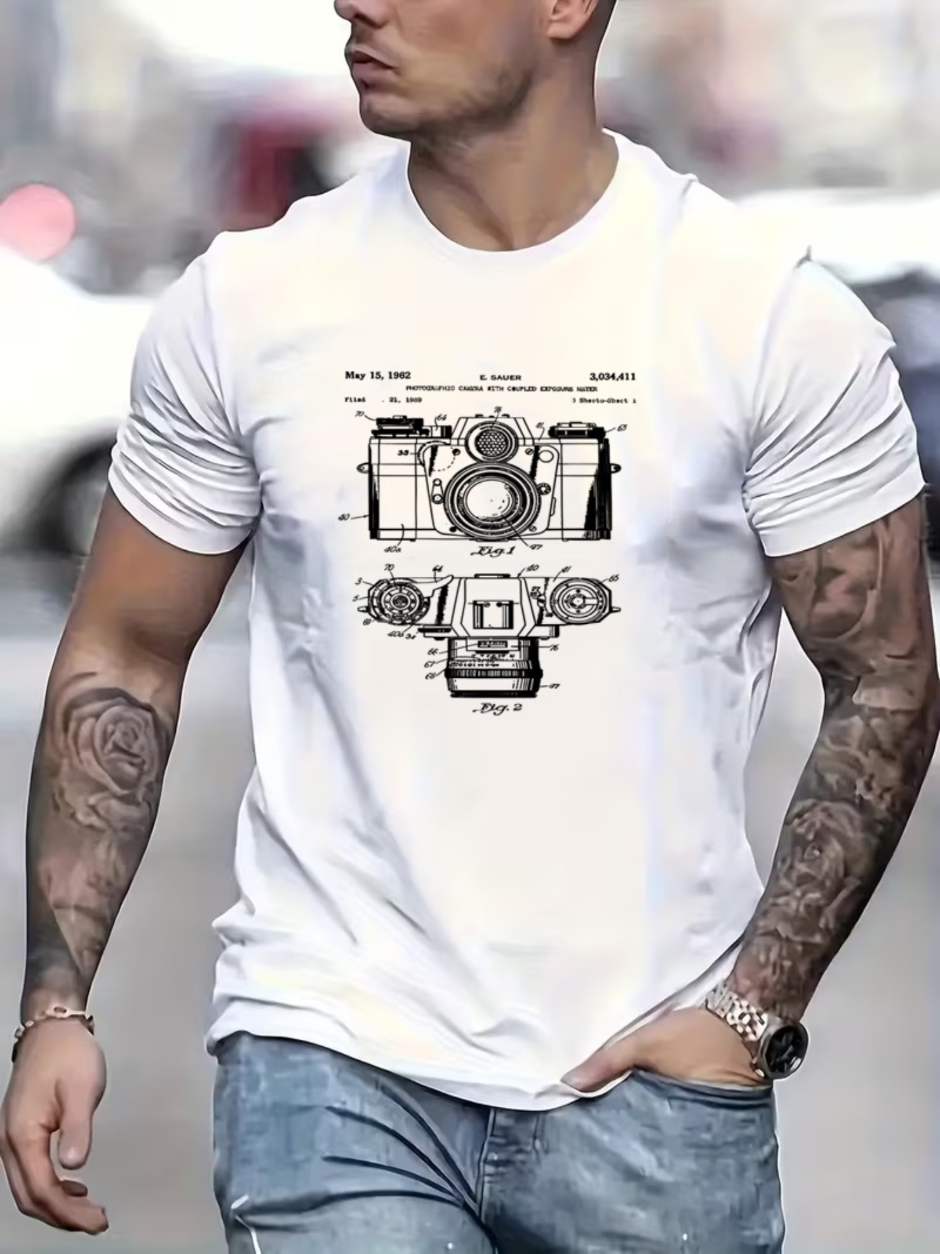 Men's Printed T-Shirt with Cam - Photography Sim avis et prix